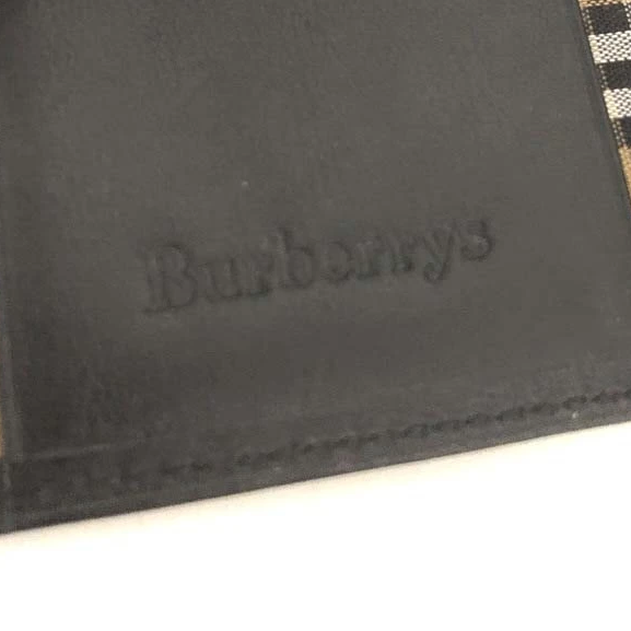 $280 Burberry House Check Leather 3 Ring Key Case Black
