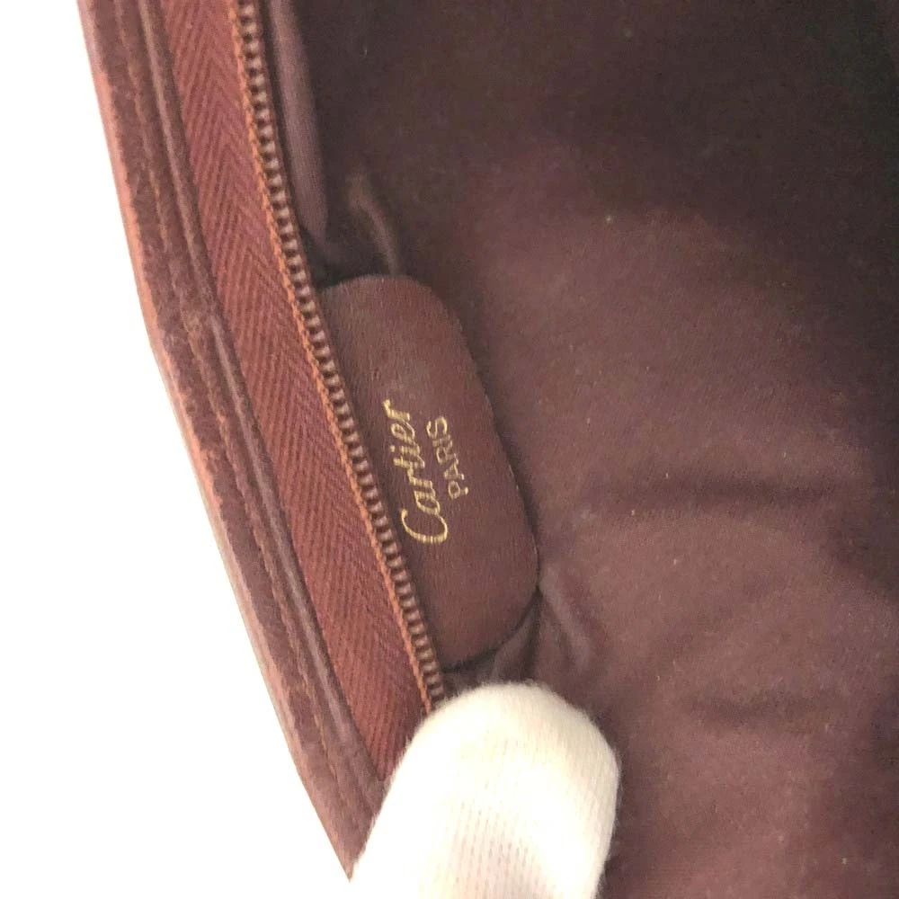 Must de Cartier Leather Cosmetic Pouch Bag Bordeaux