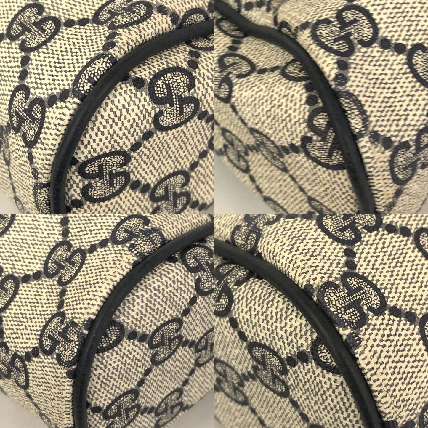GUCCI GG Logo PVC Webbing Shoulder Bag Navy blue