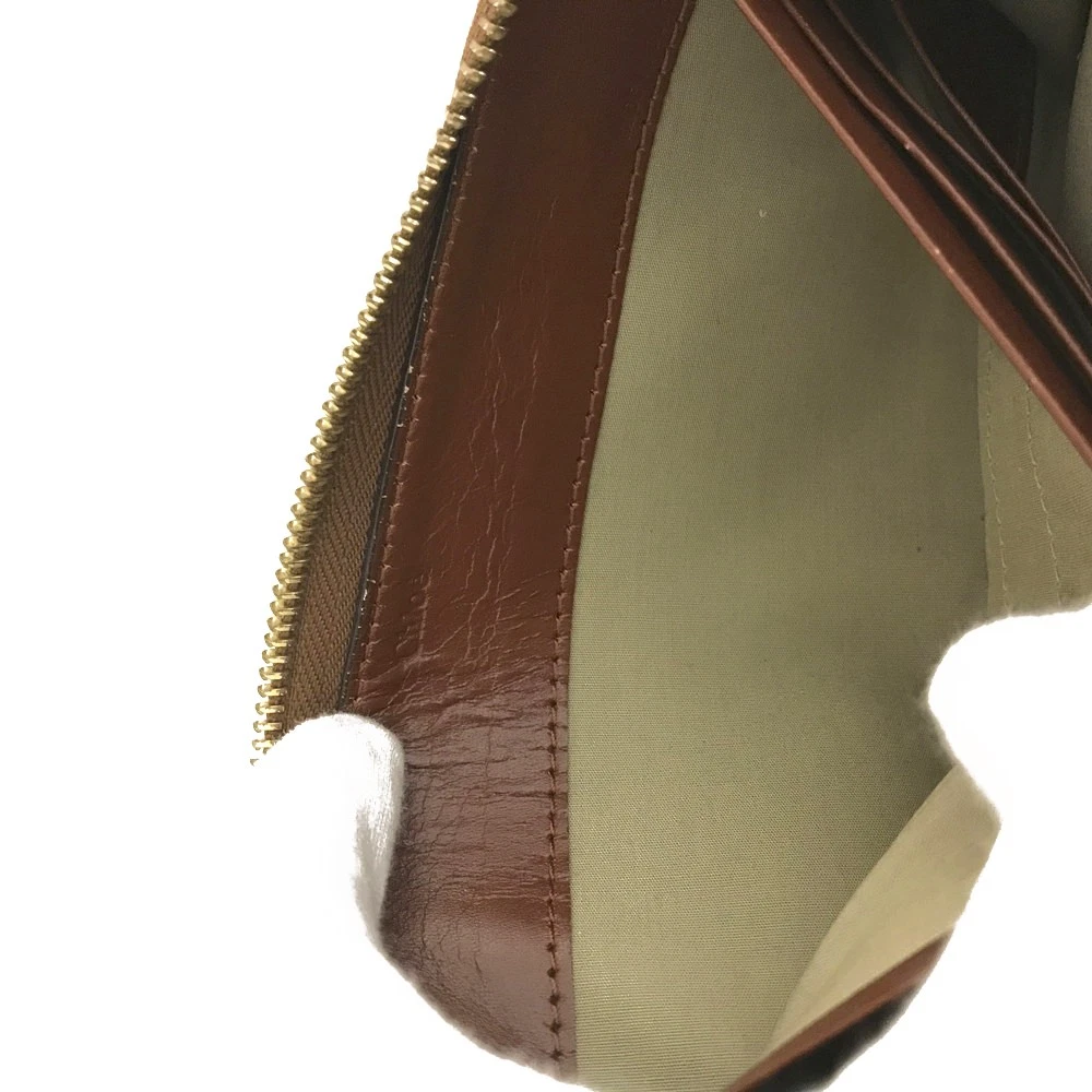 $690 CHLOE Ribbon Leather Zip Around Long Wallet Brown