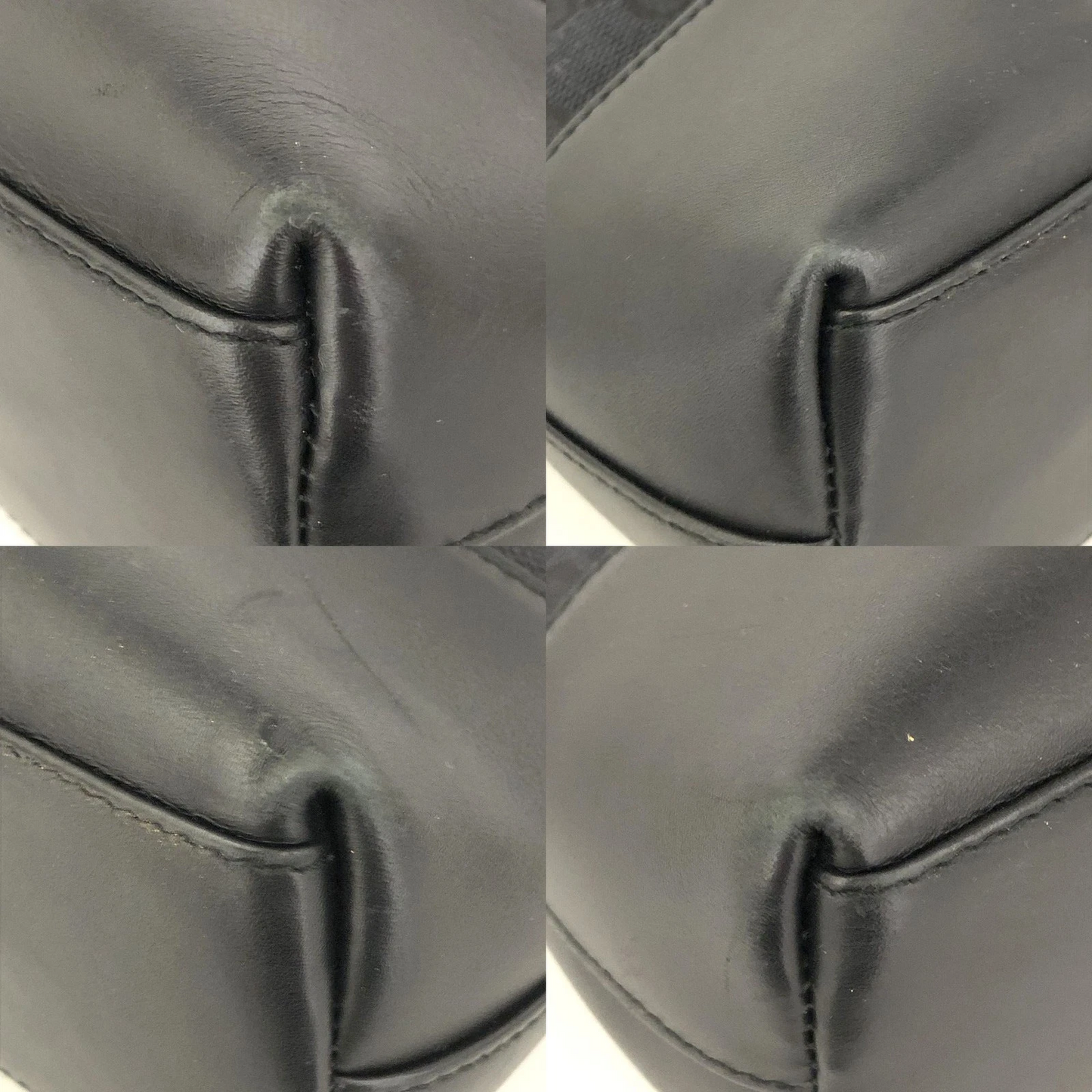GUCCI GG Logo Canvas Leather Shoulder Tote Bag Black