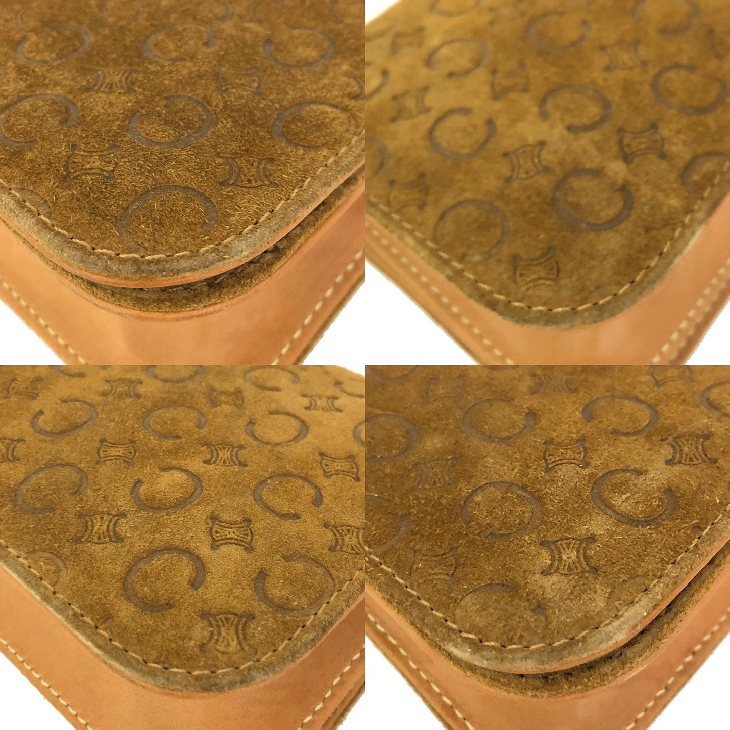CELINE Macadam C Suede Leather Shoulder Bag Brown