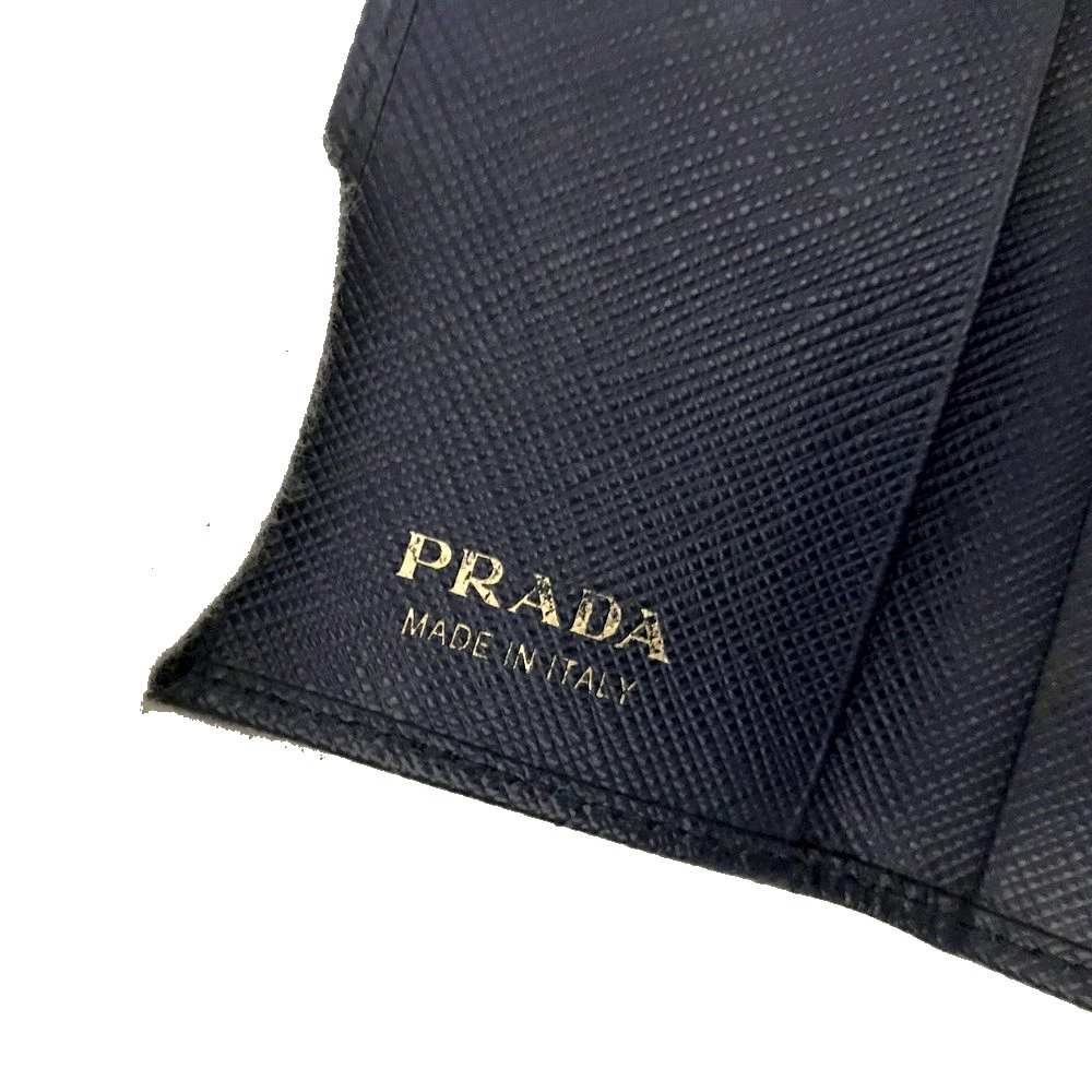 $730 PRADA Saffiano Leather 6 Ring Key Case Blue