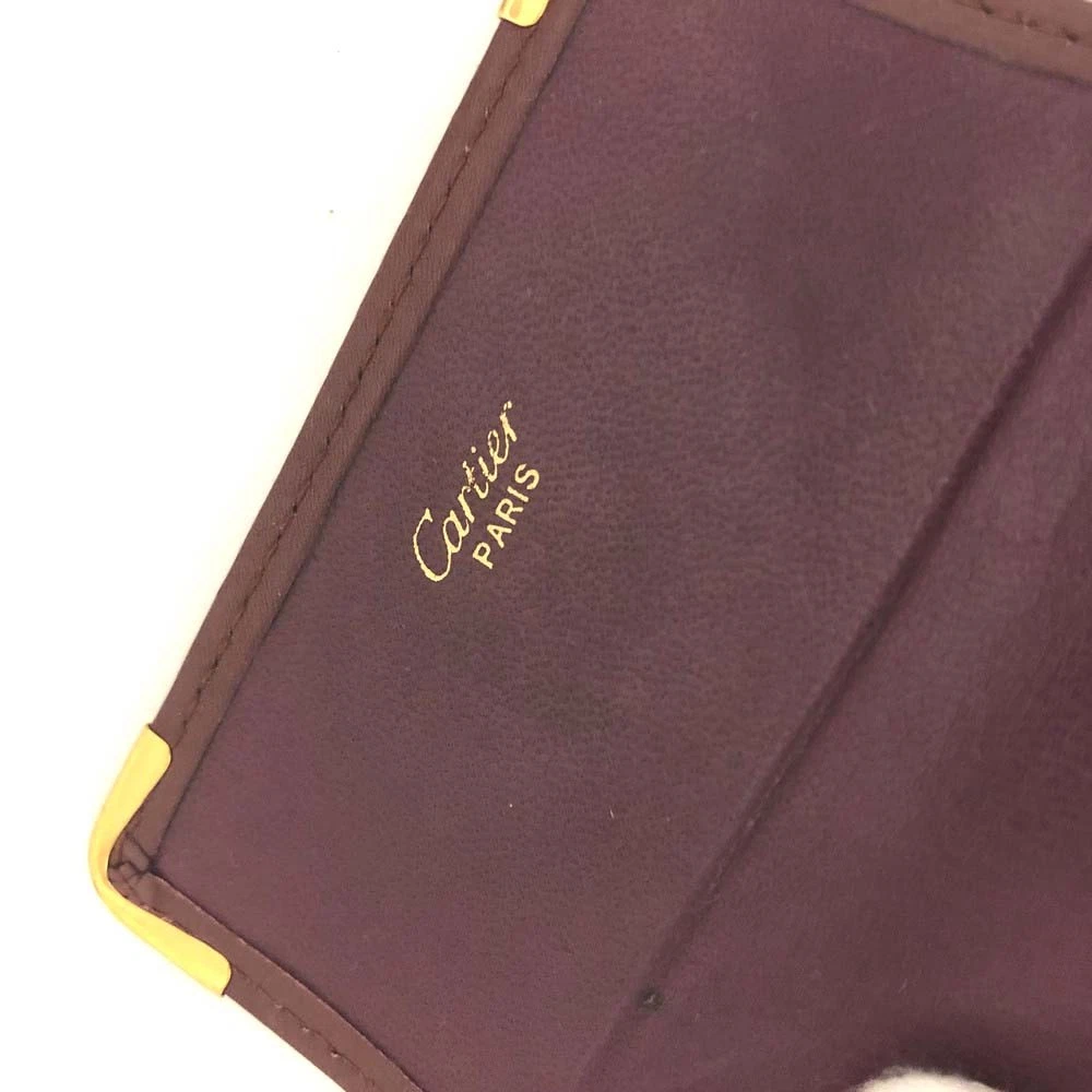 Must de Cartier Leather Trifold Wallet Purse Bordeaux