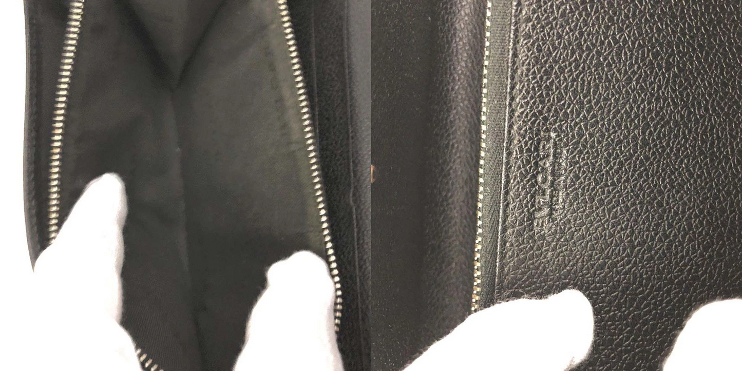 BVLGARI Millerighe PVC Bifold Long Wallet Black