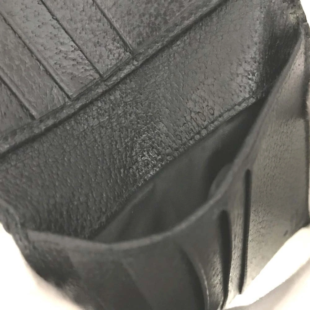 $490 GUCCI Logo Canvas Leather Bifold Wallet Black
