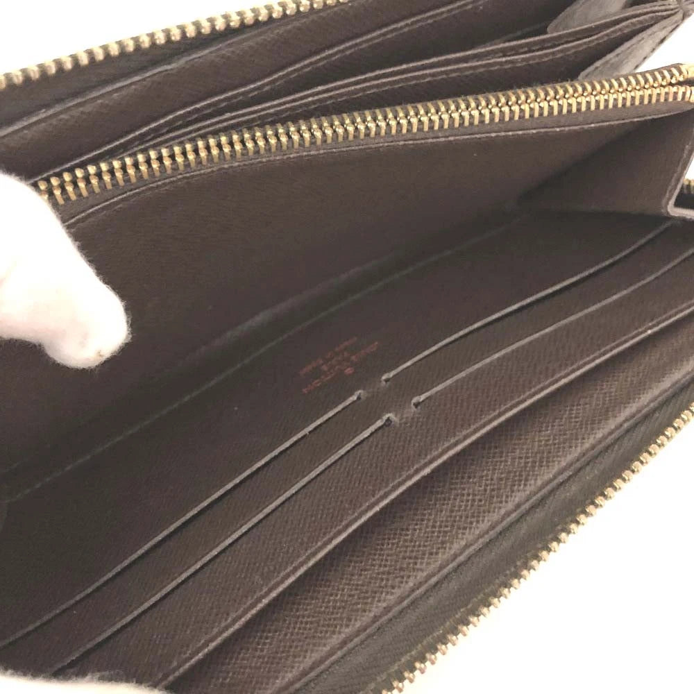 $915 2012 Louis Vuitton Damier Ebene Zippy Zip Around Long Wallet Purse Brown CA0132
