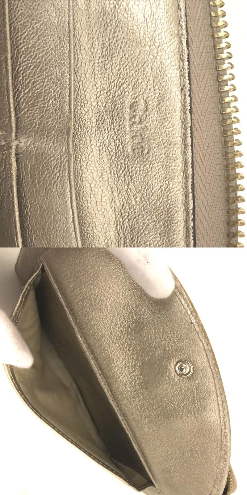 $690 Chloe Lily Leather Zip Around Long Wallet Purse Gold
