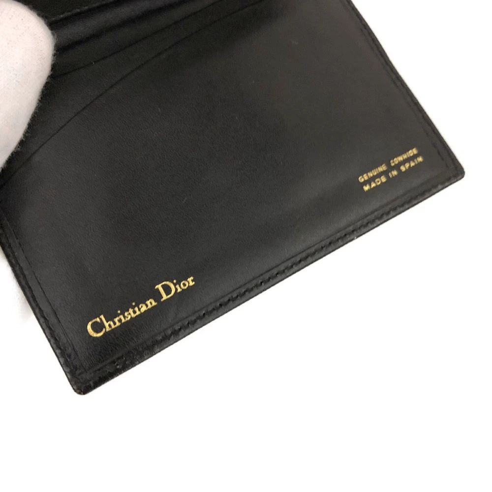 $450 CHRISTIAN DIOR Grained Calfskin Logo Card Case Black