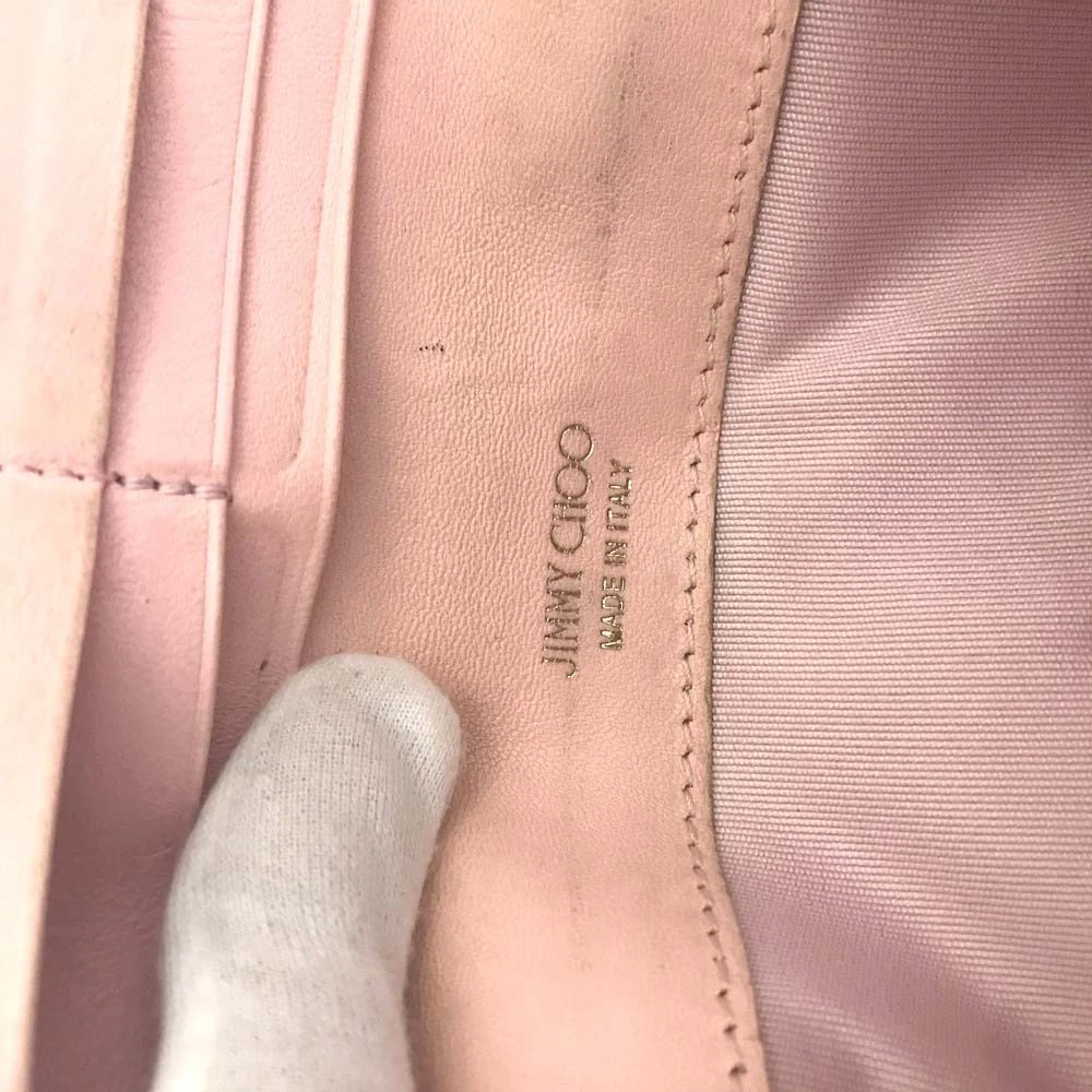 Jimmy Choo Nino Star Studded Leather Long Bifold Wallet Pink