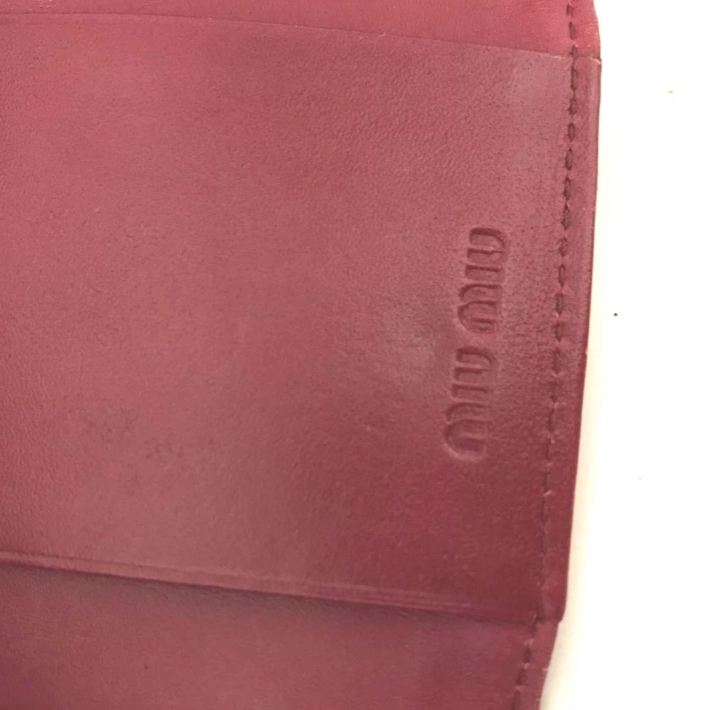 MIU MIU Logo Leather 6 Ring Key Case Pink