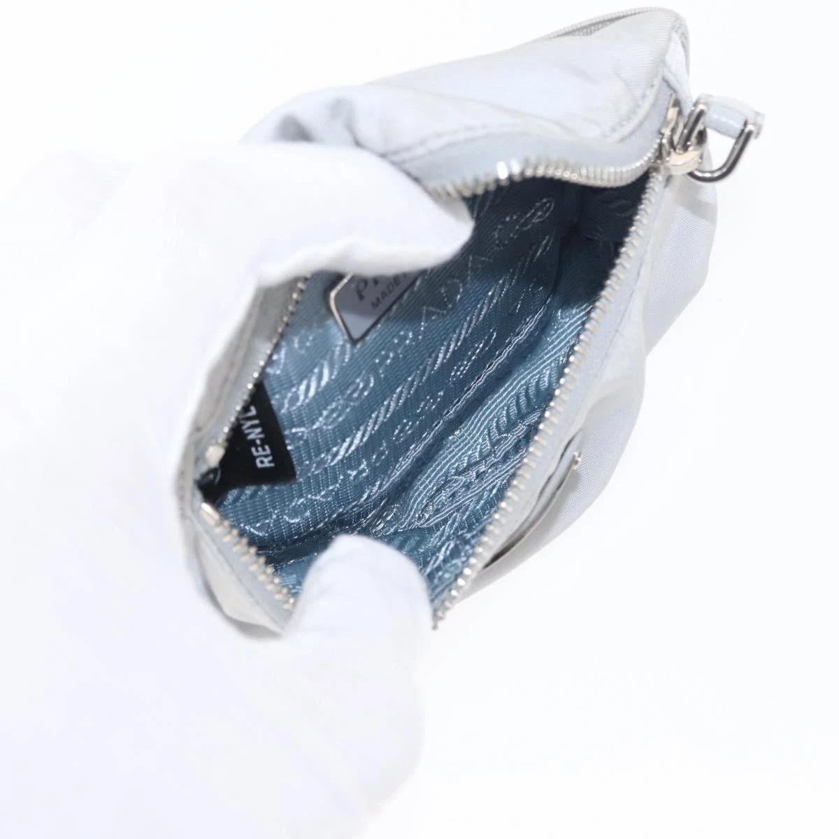 $925 Prada Triangle Plate Wrist Pouch