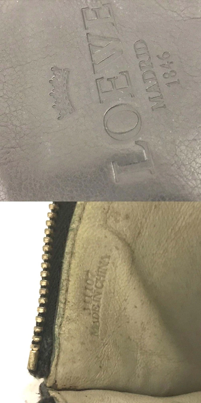 $550 LOEWE Logo Leather Cosmetic Pouch Brown