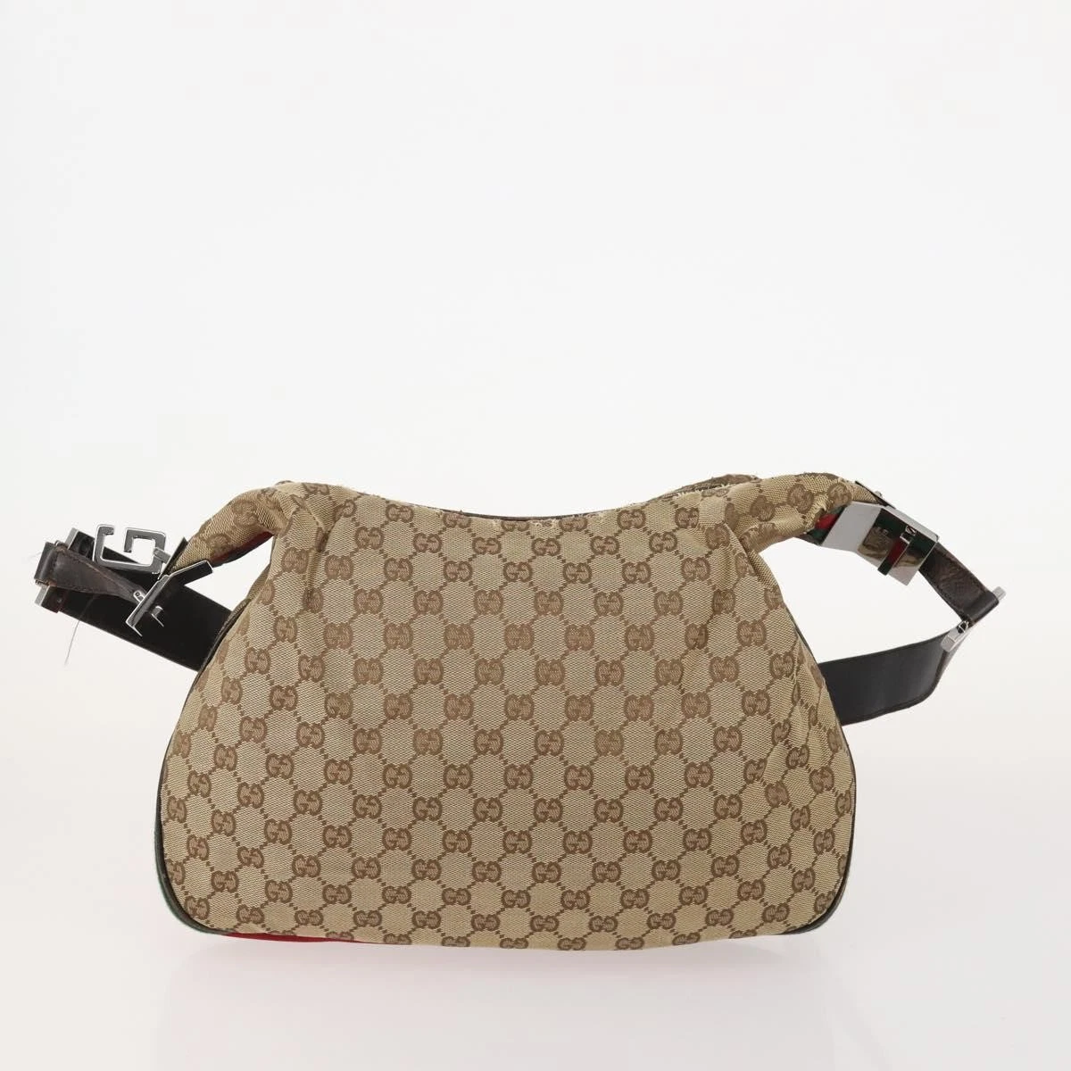 $1580 GUCCI Saddle Zip Messenger Bag GG Canvas with Leather Medium