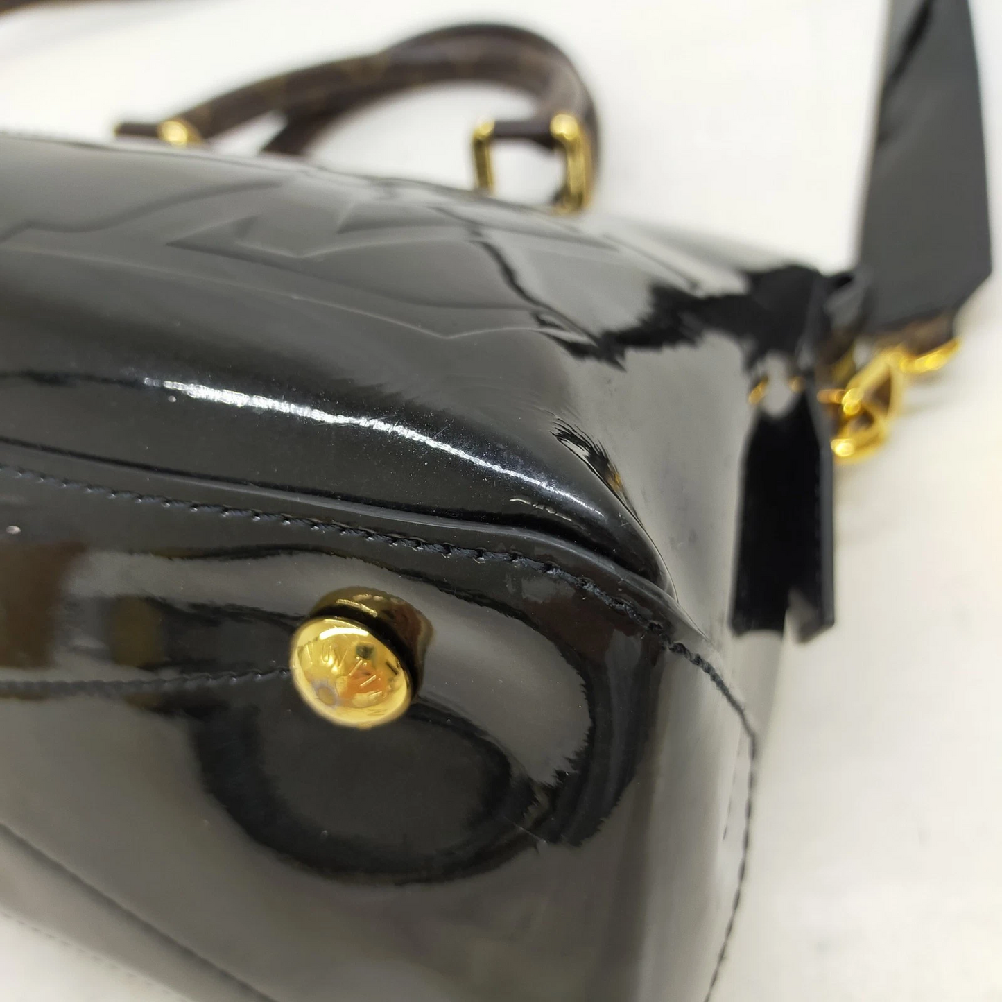Louis Vuitton LV Hand Bag Tote Miroir Black Vernis SN0188