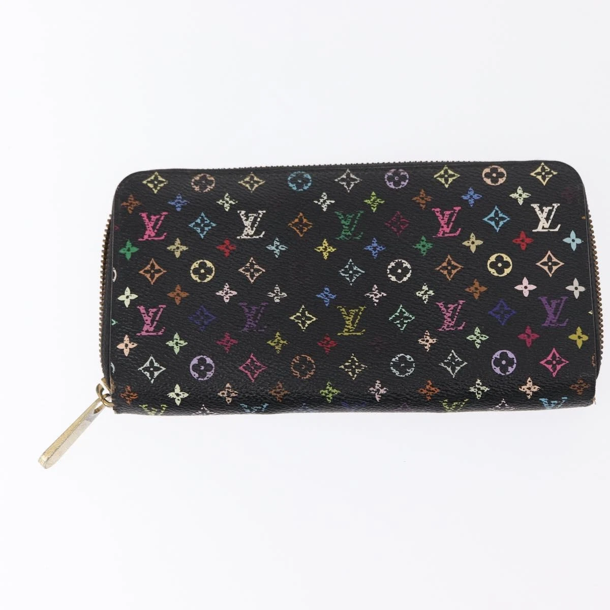 $940 Louis Vuitton Monogram Multicolor Zippy Wallet Black Purple