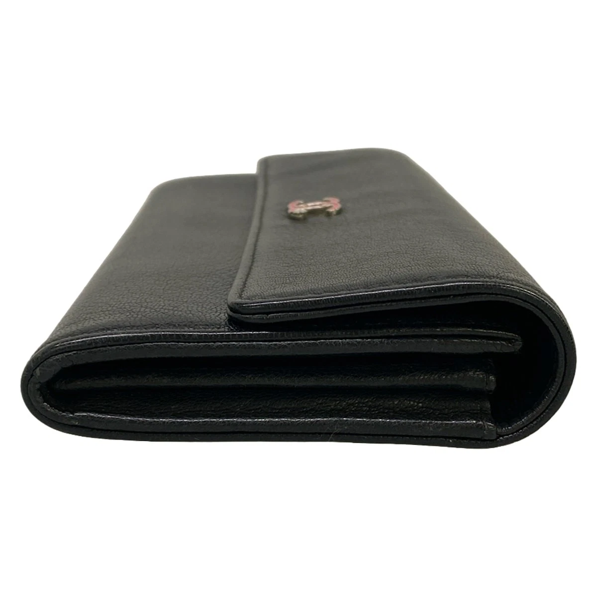 CHANEL Black Leather Long Wallet