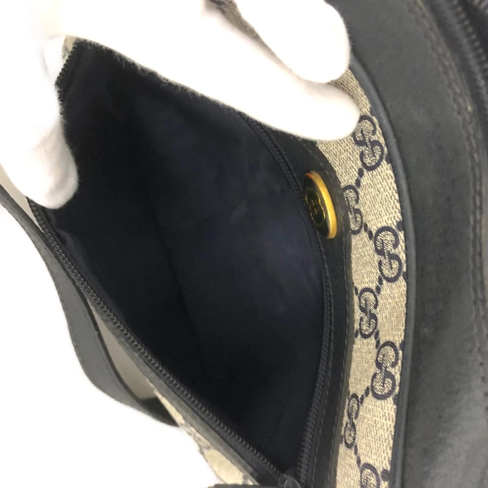 GUCCI GG Logo PVC Webbing Shoulder Bag Navy blue