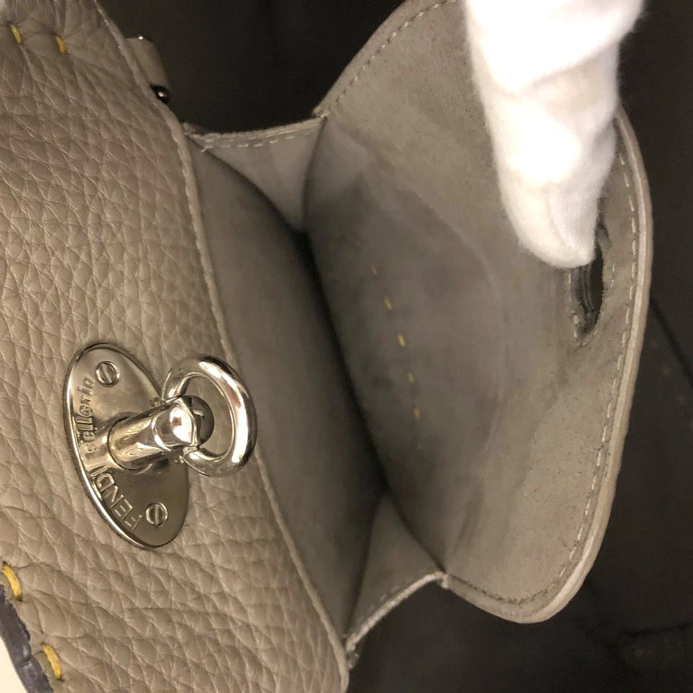 FENDI Selleria Leather Shoulder Tote Bag Yellow/6CH0854