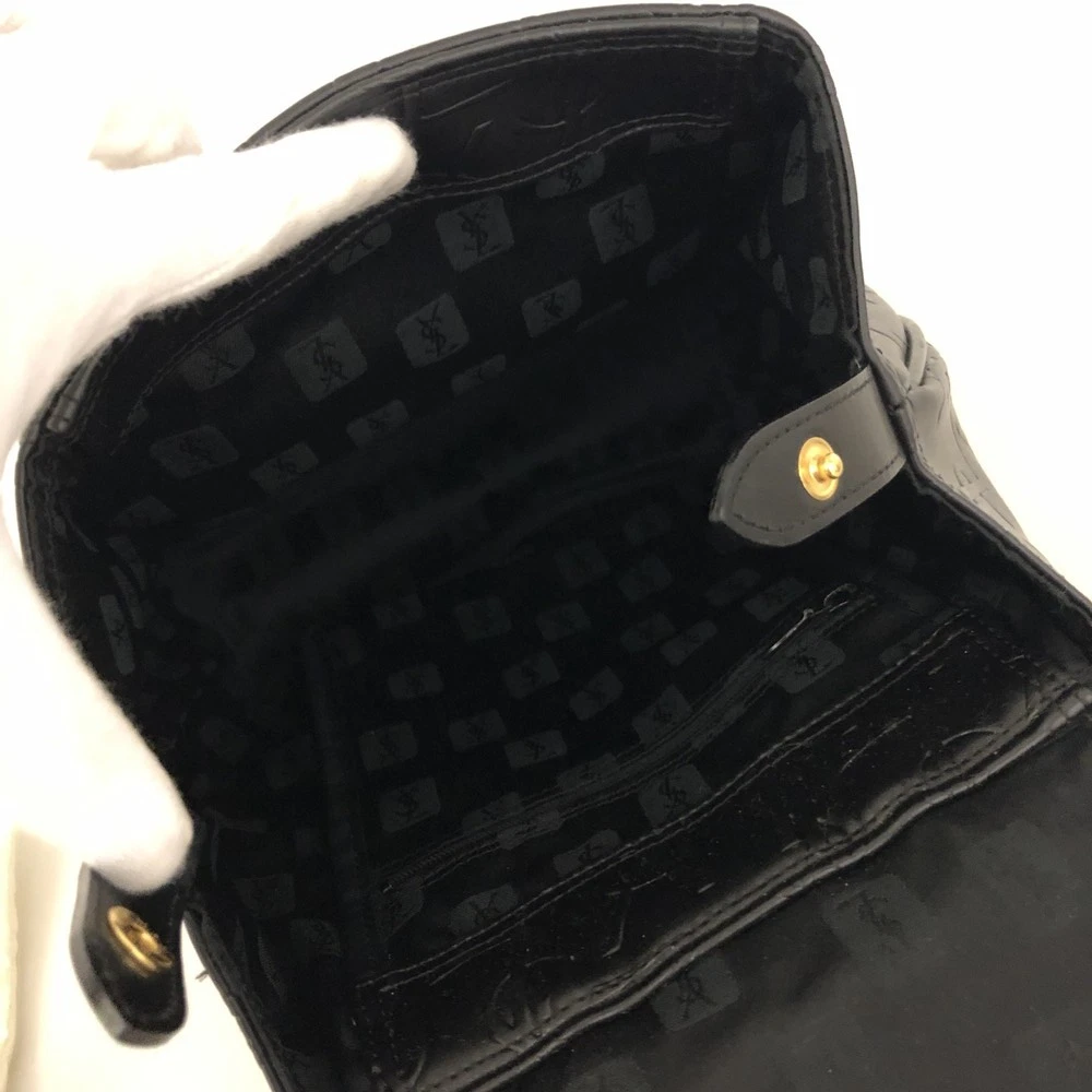 $2150 Yves Saint Laurent Cassandra Embossed Leather Backpack Black