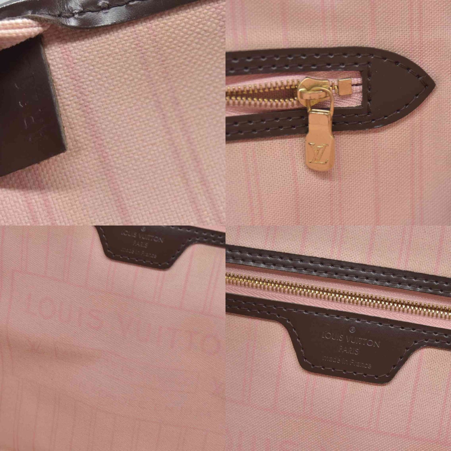 Louis Vuitton  Damier Ebene Neo Neverfull MM Rose Ballerine AR1128