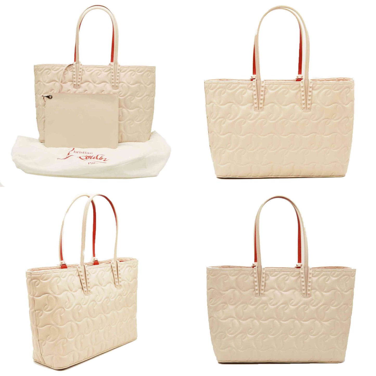 CHRISTIAN LOUBOUTIN  Nappa Embossed East West Cabata Tote Leche