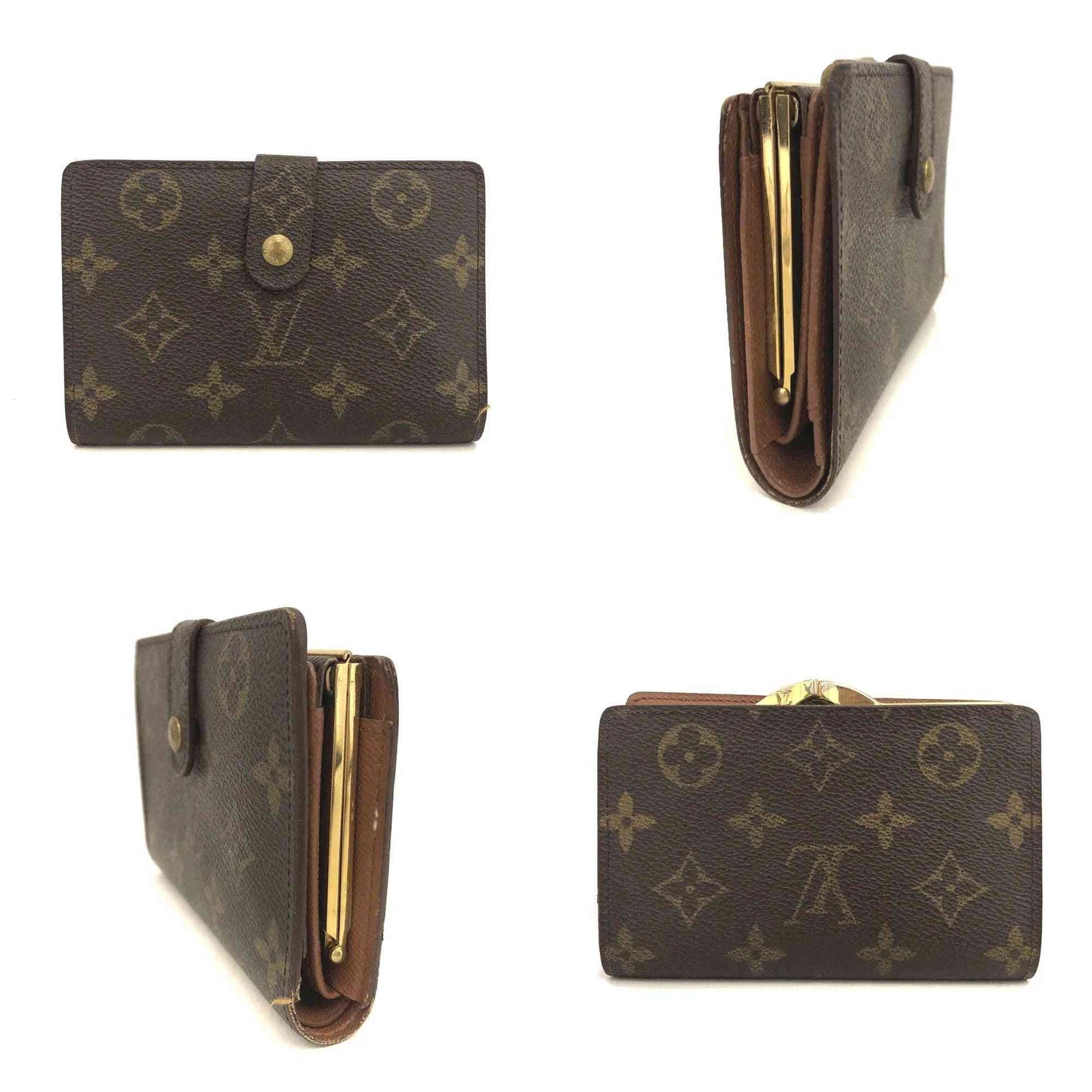 $750 1997 Louis Vuitton French Kisslock Monogram Compact Wallet MI0977
