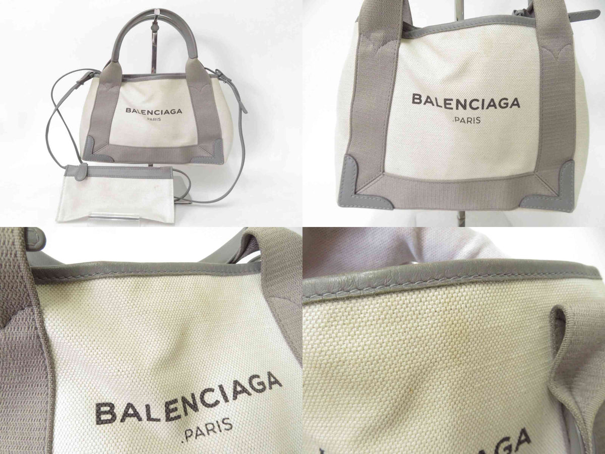 $1,150 2020 Balenciaga Navy Cabas XS Canvas 2-Way Tote 390346-2710