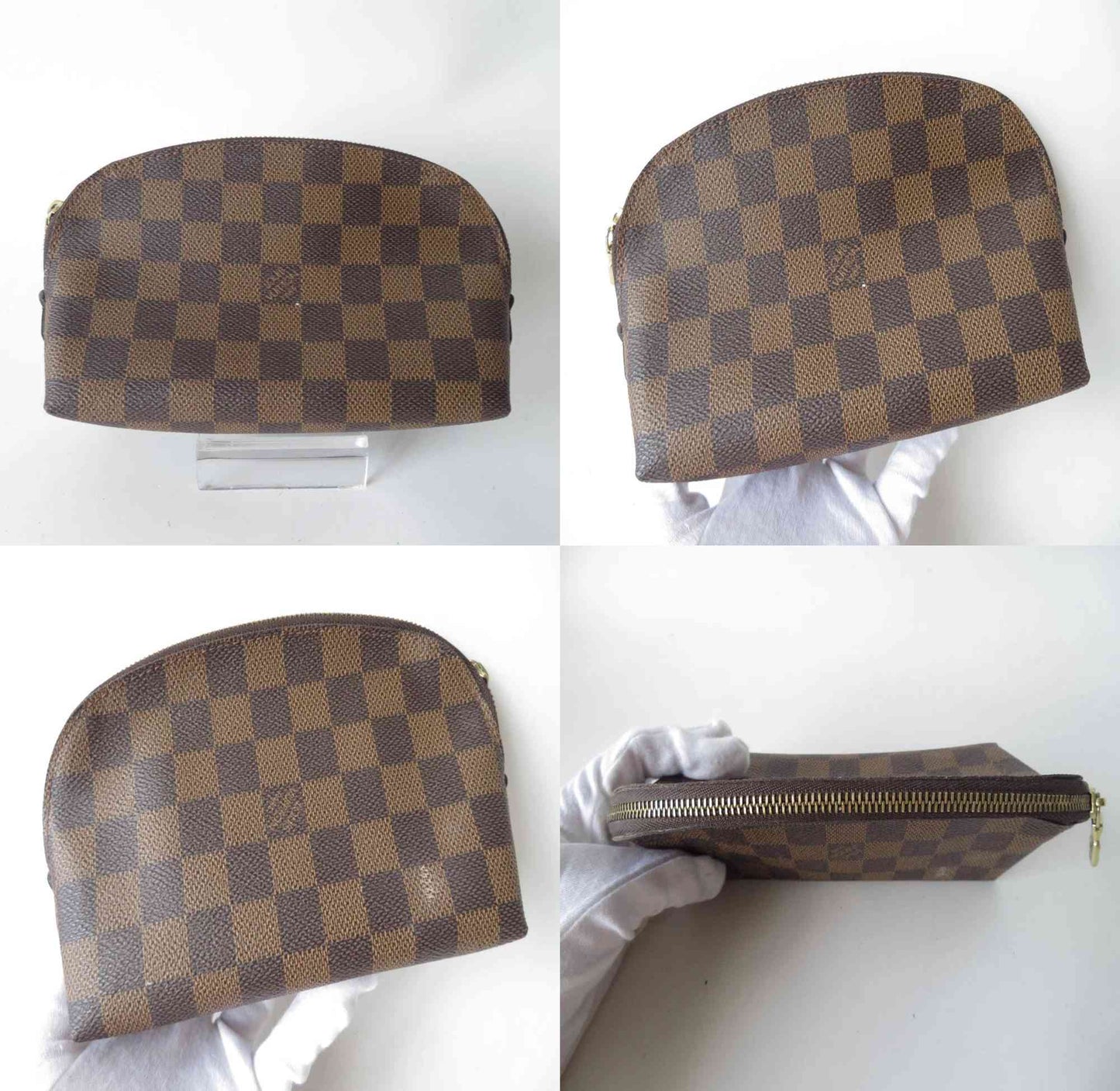 Louis Vuitton $600 Damier Ebene Pochette Cosmetic Pouch Bag CA1021