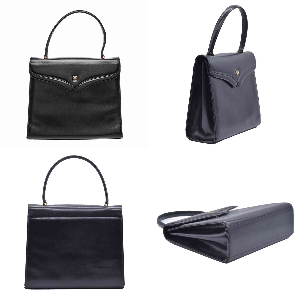 $1350 GIVENCHY Smooth Calfskin 4G Logo Flap Top Handle Bag Black CONSIGNMENT 10021220
