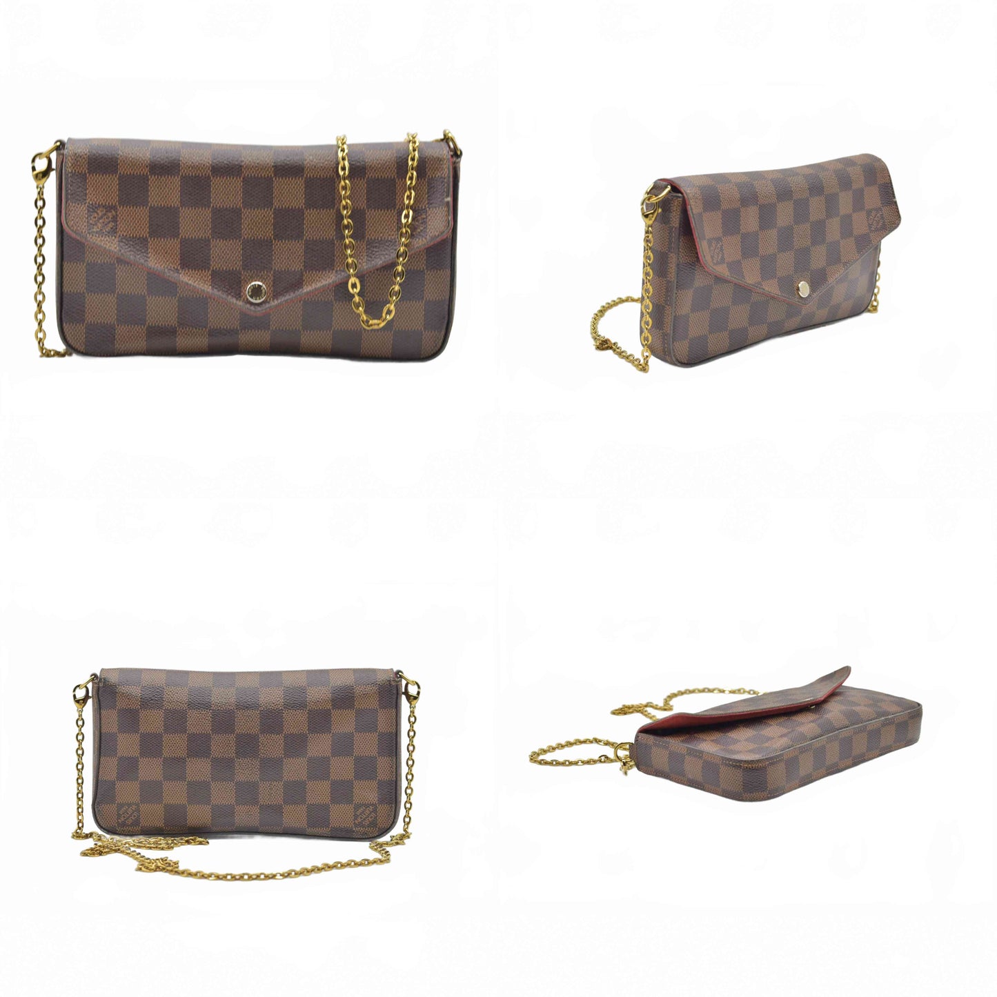 $1580 2018 Louis Vuitton Damier Ebene Pochette Felicie Chain Wallet MI1128