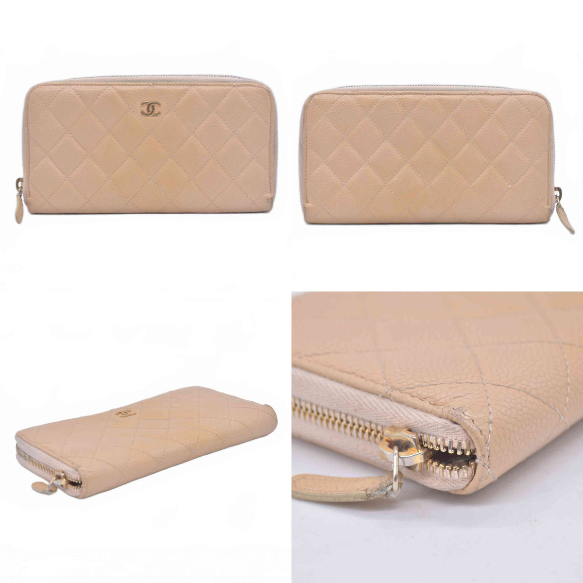 $1475 2011 CHANEL CC Quilted Grained Calf Skin Zippy Long Wallet 15394087