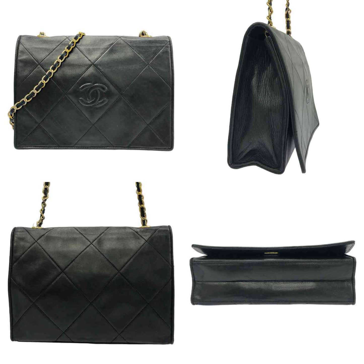 CHANEL Wild Stitch Shoulder Bag Black Lambskin