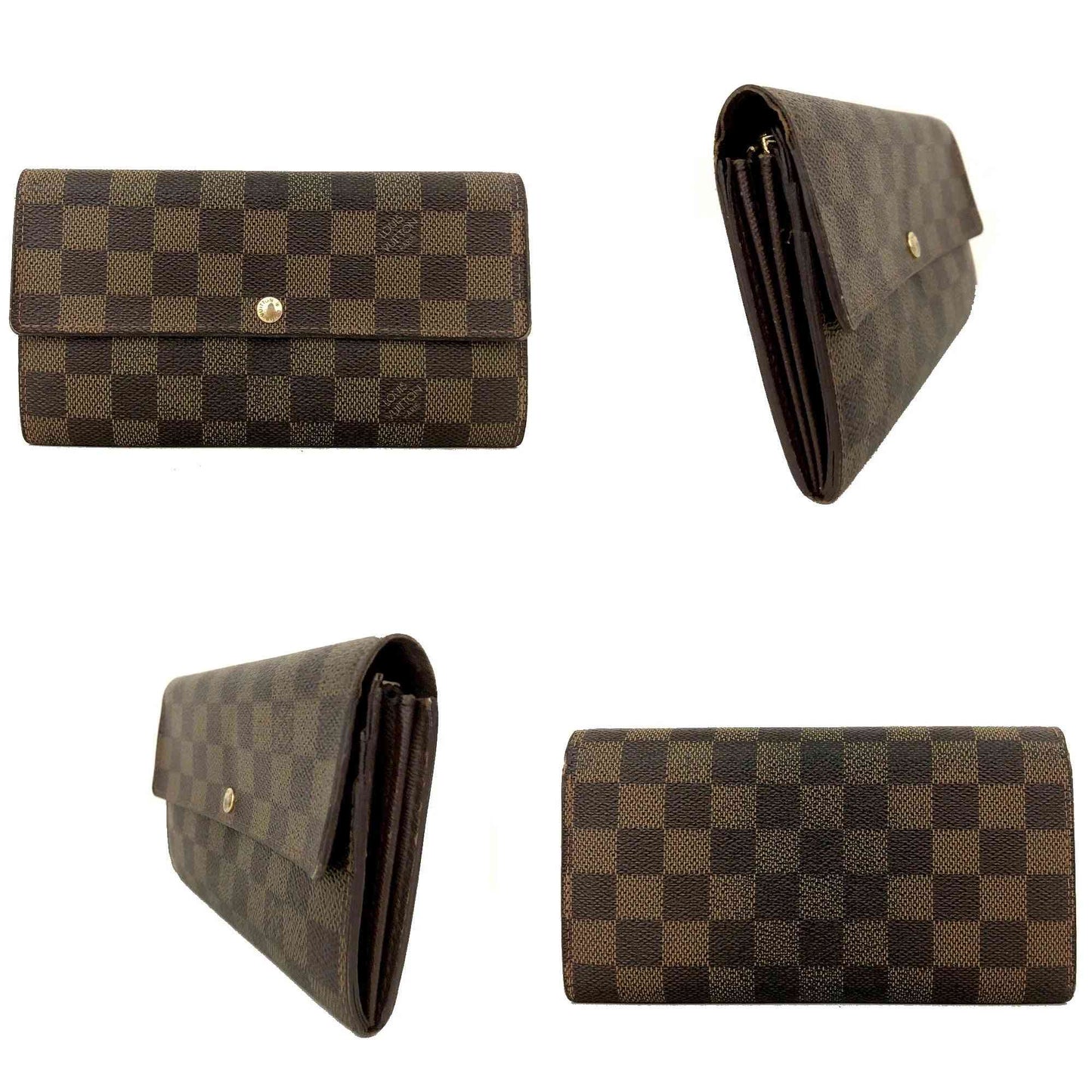 $775 2008 Louis Vuitton Damier Ebene Sarah Wallet CA1048