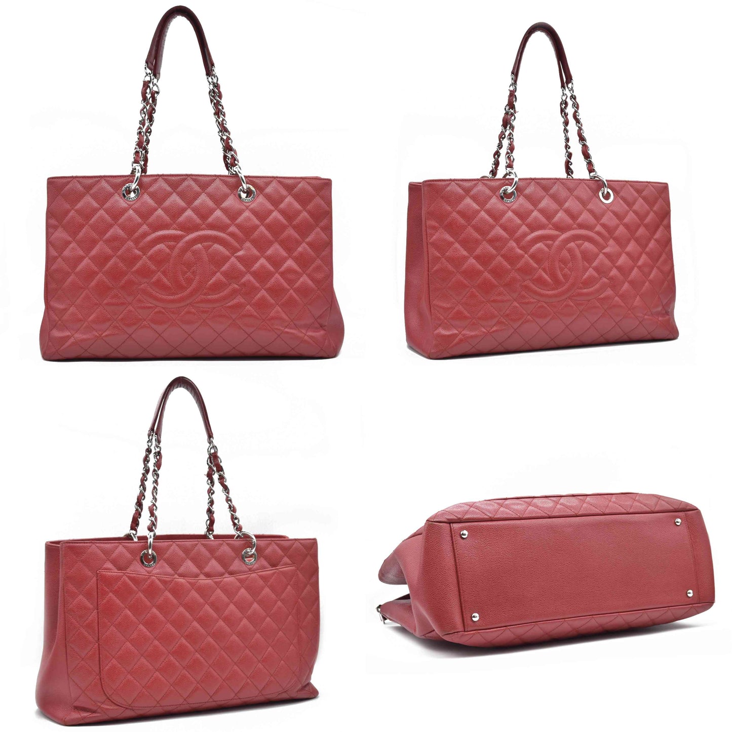 $3500 Chanel Caviar Quilted XL Grand Shopping Tote GST Red 2011-2012