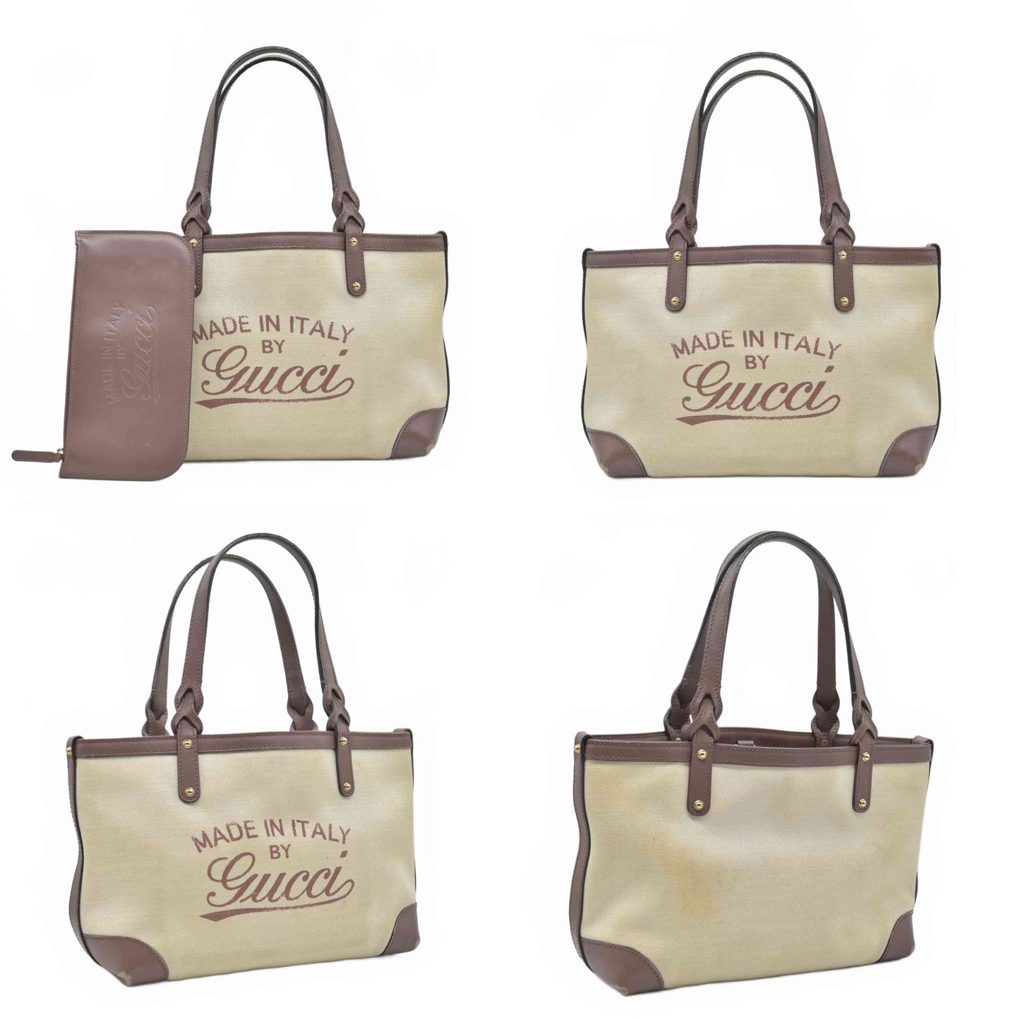 $980 Gucci Small Canvas Craft Logo Tote