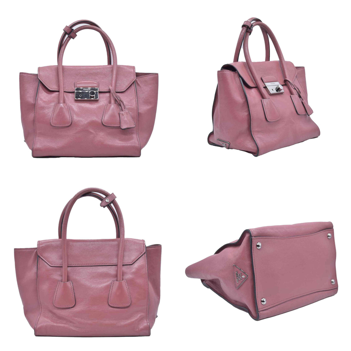 $1595 Prada Vitello Daino Leather Sound Rosso CONSIGNMENT 10020764