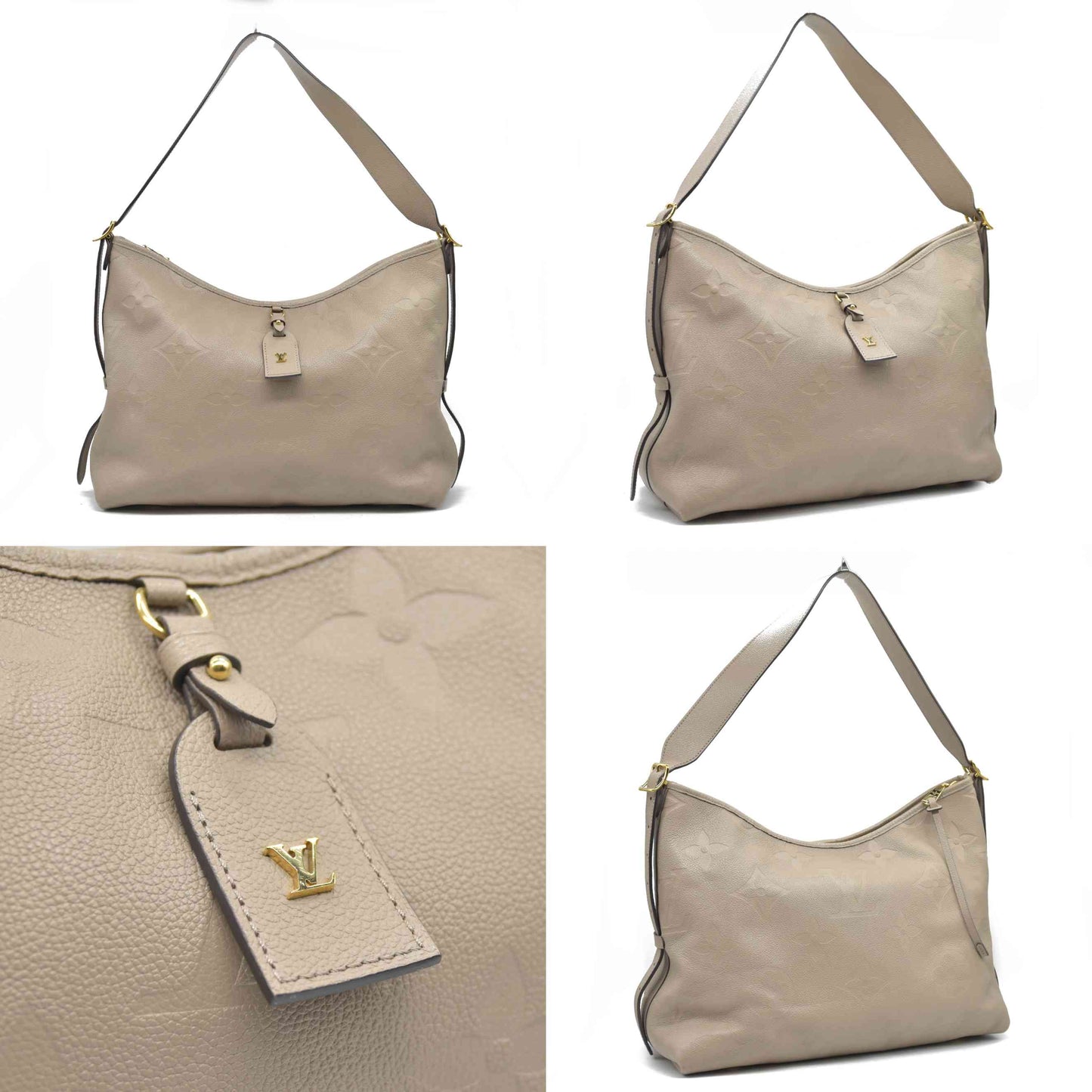 $3400 Louis Vuitton Empreinte Monogram Giant CarryAll MM Tourterelle