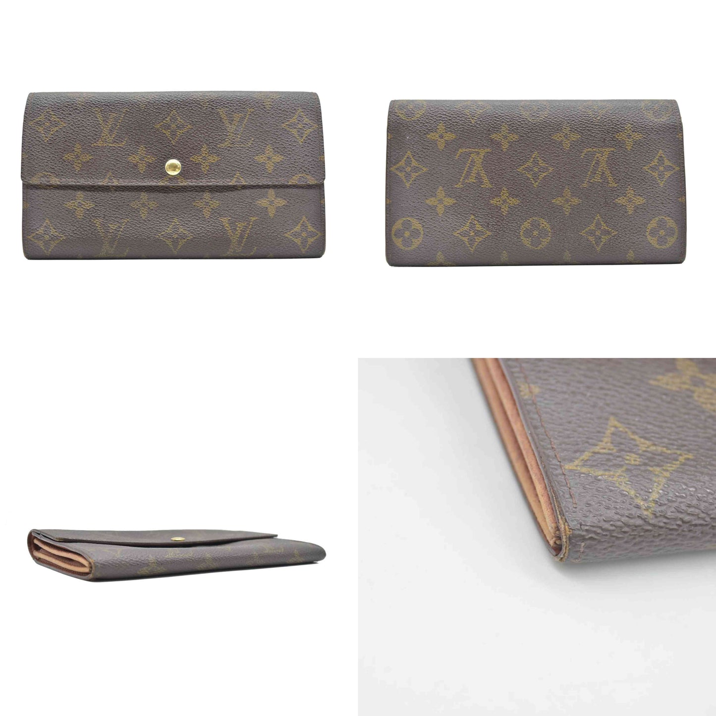 $775 Louis Vuitton Monogram Portefeiulle Sarah Long Bifold Wallet Brown CONSIGNMENT