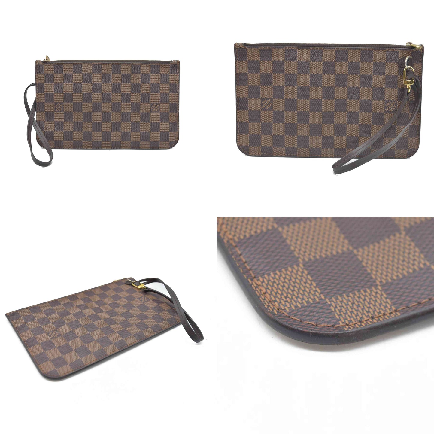 AUCTION $600 Louis Vuitton  Damier Ebene Neverfull MM GM Pochette
