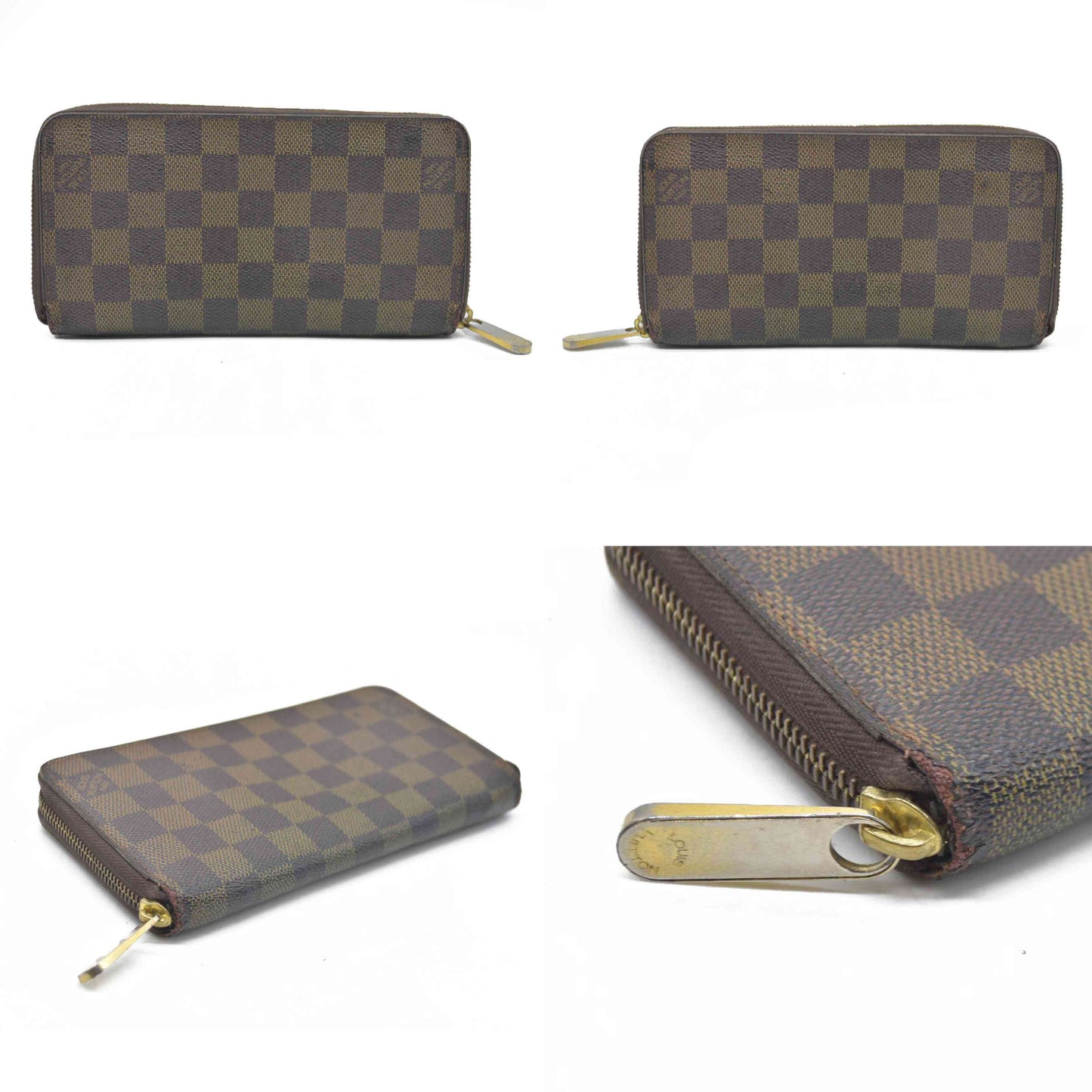 AUCTION $915 Louis Vuitton Damier Ebene Zippy Wallet