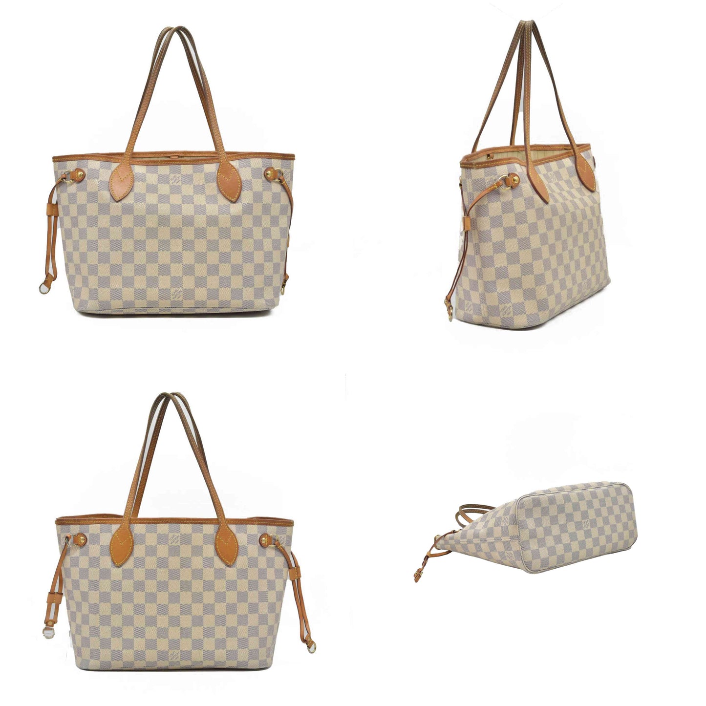 $2160 Louis Vuitton Damier Azur Neverfull PM Tote Bag Handbag AR3164