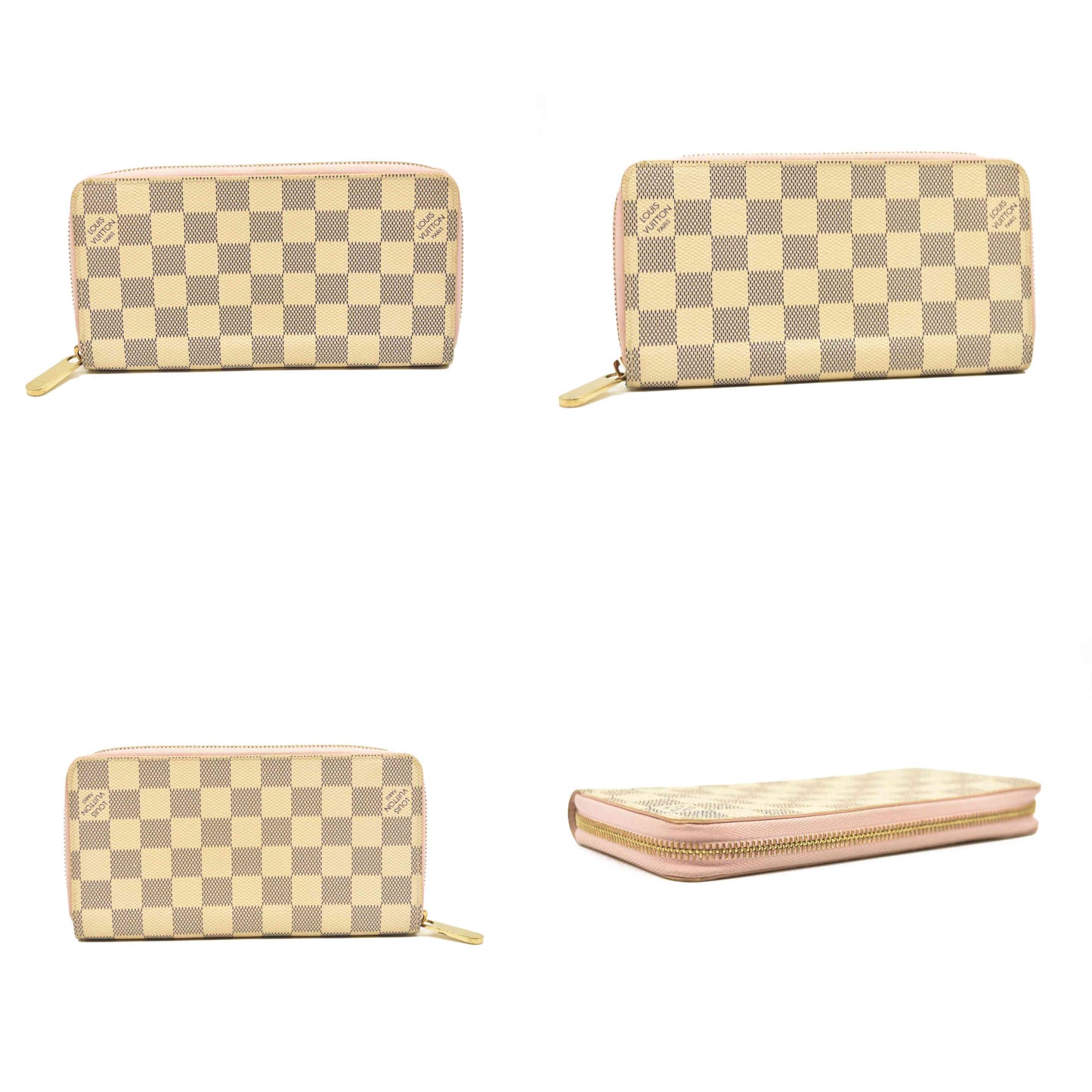 LOUIS VUITTON Damier Azur Zippy Wallet Rose Ballerine GI1108