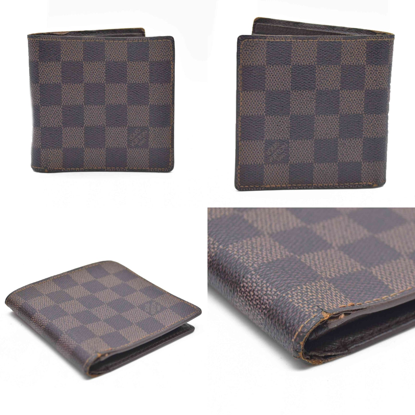 AUCTION $425 Louis Vuitton Damier Portefeuille Marco Bifold Wallet Brown CA0050