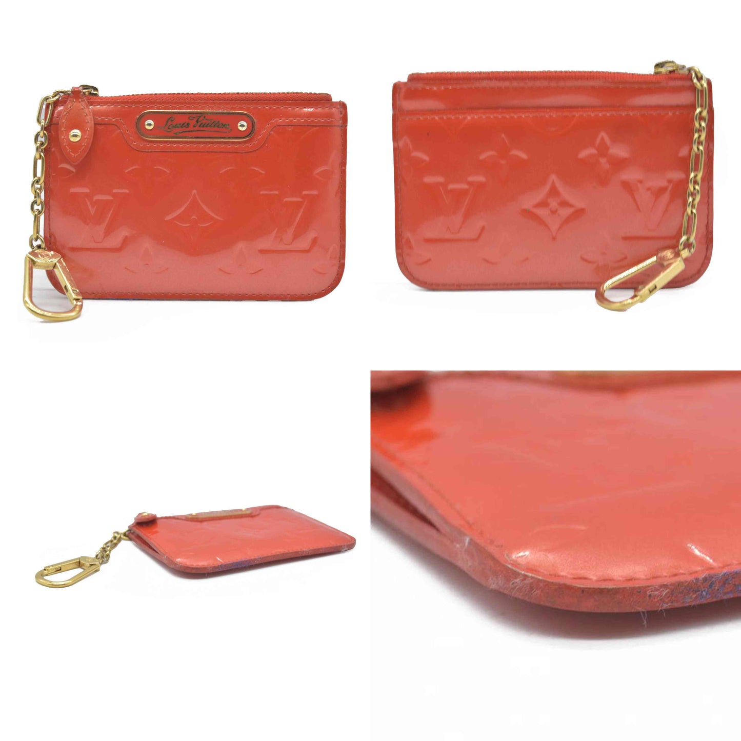 $390 Louis Vuitton Vernis Key Pouch Pomme D'Amour CONSIGNMENT