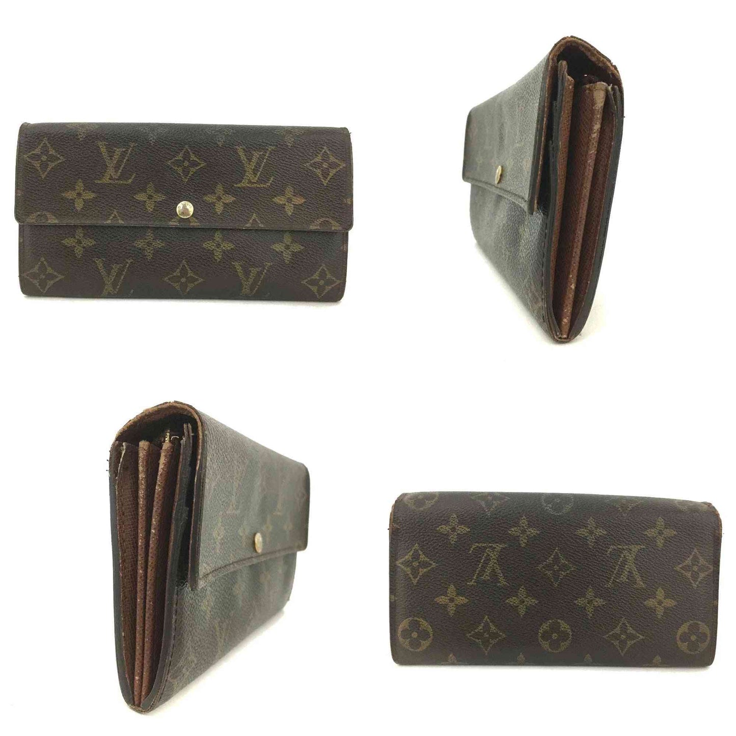 Louis Vuitton Monogram Portefeiulle Sarah Long Bifold Wallet Brown CA0037