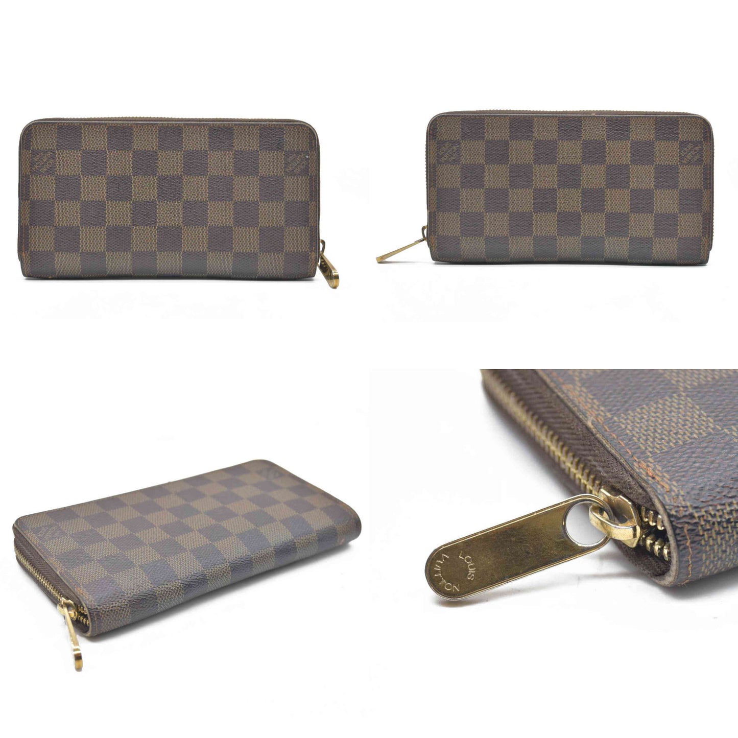 LOUIS VUITTON Damier Ebene Zippy Wallet Long Wallet VI1026