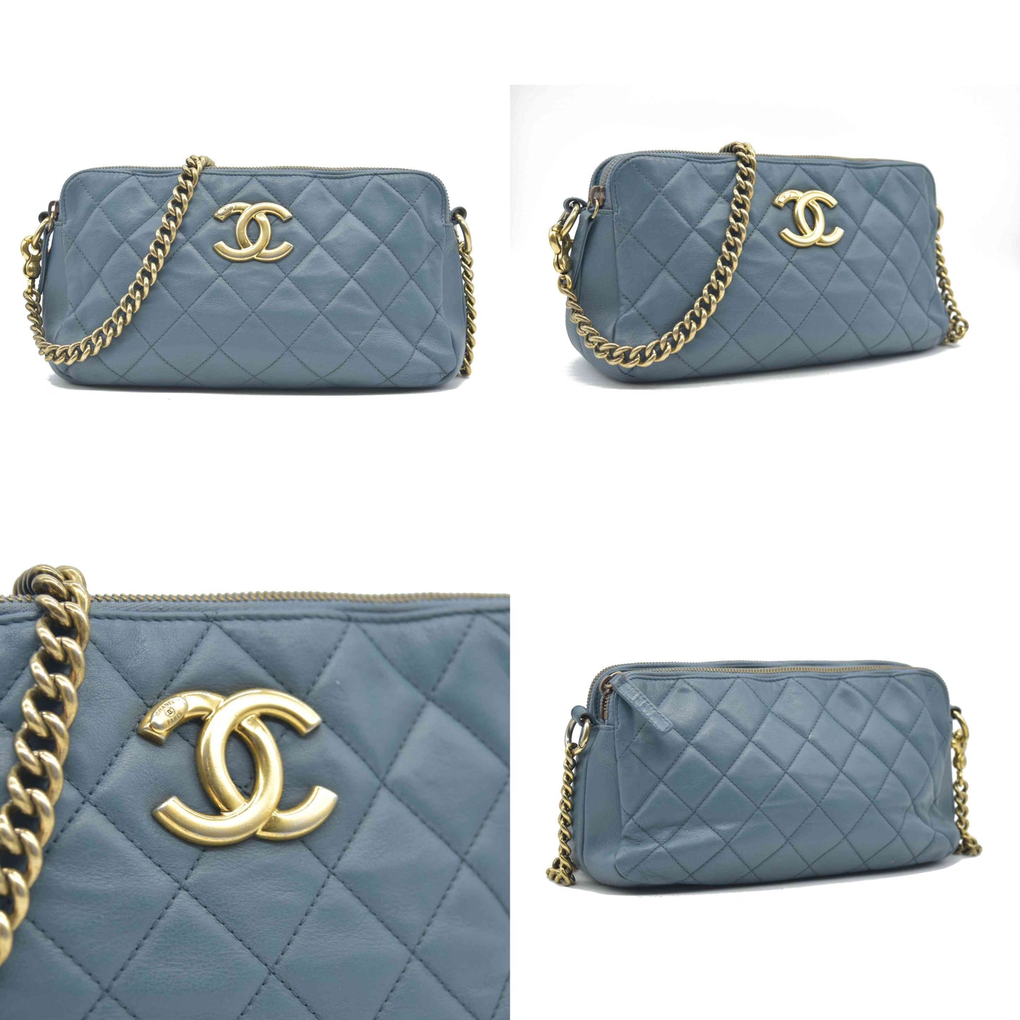 Chanel CC Crown Double Zip Bag Blue 2013 $3200