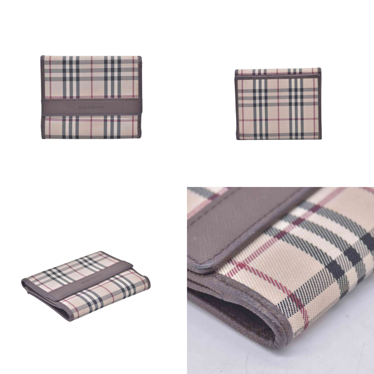 $395 Burberry House Check Medium Folding Wallet CONSIGNMENT 10021215