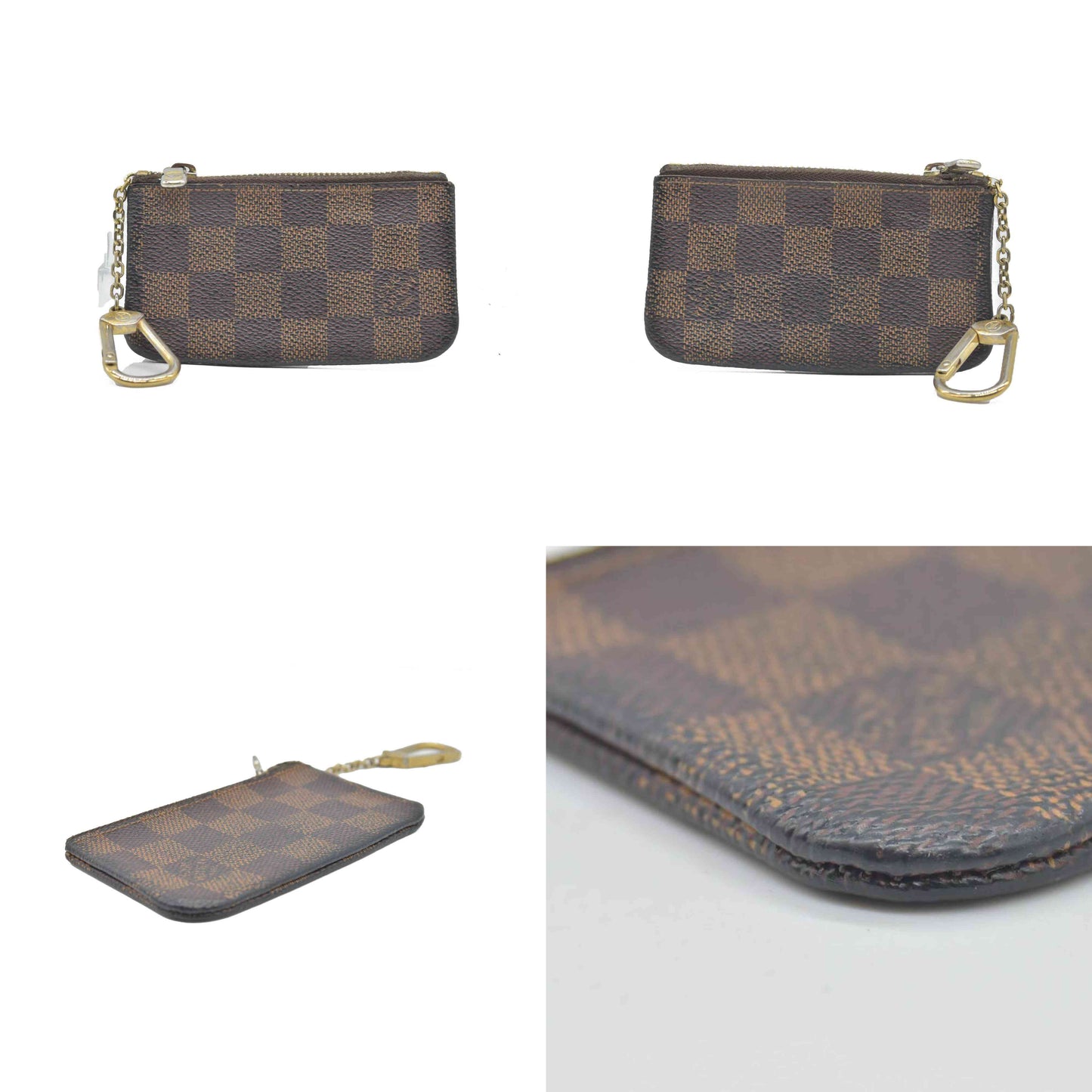 $345 DAMAGED Louis Vuitton Damier Ebene Key Pouch CONSIGNMENT WELL WORN